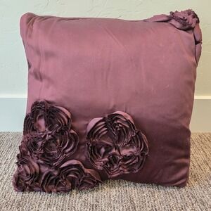 Purple Plum Throw Pillow Accent Rose Floral Design Cute Room Decoration 16x16‎